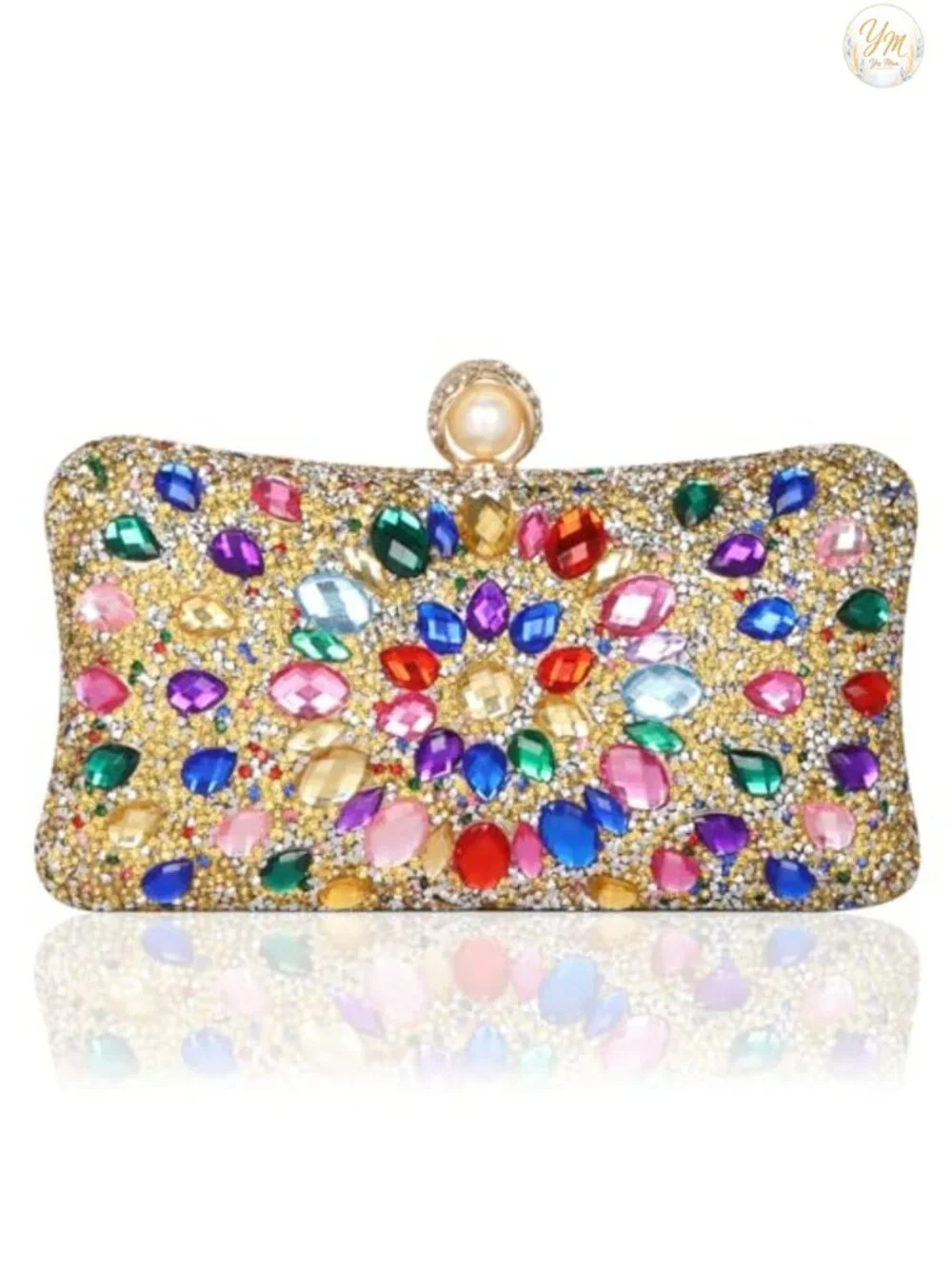 Sparkling Rhinestone Evening Bag with Detachable Chains - Luxury Clutch